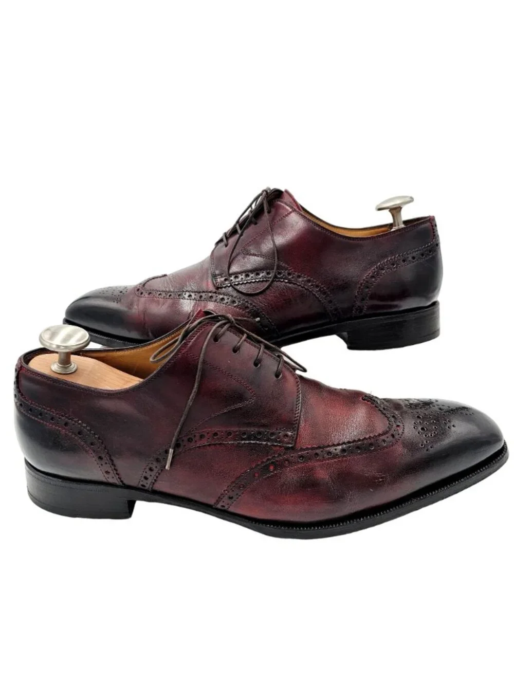 Scarpe Di Bianco Italy Luxury Wingtip Dress Shoe Men 12 Burgundy Leather Oxfords